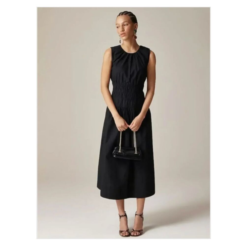 J. CREW Hyacinth Maxi Dress in Cotton Poplin Black Sz L